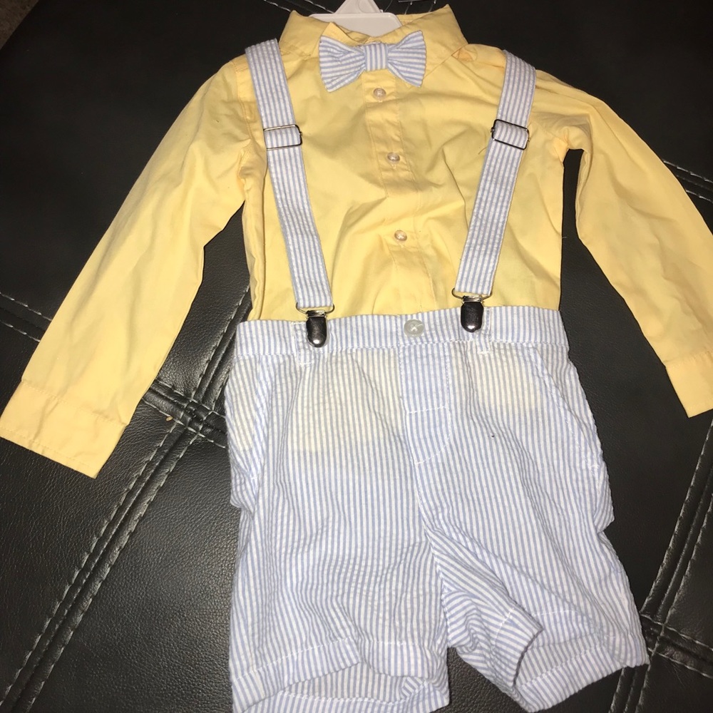 Crown & Ivy Short Set with Bow tie and Suspenders